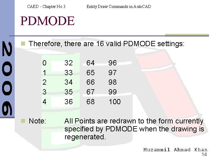 CAED - Chapter No 3 Entity Draw Commands in Auto. CAD PDMODE n Therefore,