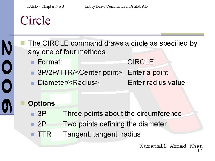 CAED - Chapter No 3 Entity Draw Commands in Auto. CAD Circle n The