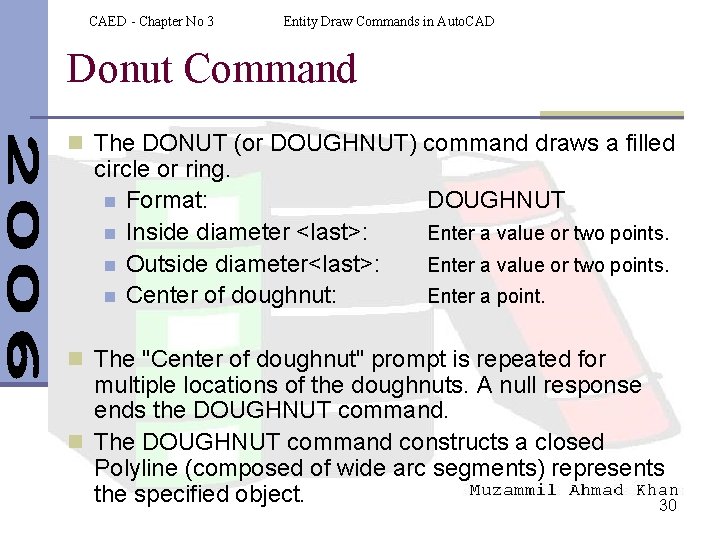 CAED - Chapter No 3 Entity Draw Commands in Auto. CAD Donut Command n