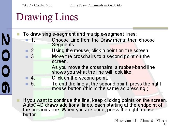 CAED - Chapter No 3 Entity Draw Commands in Auto. CAD Drawing Lines n