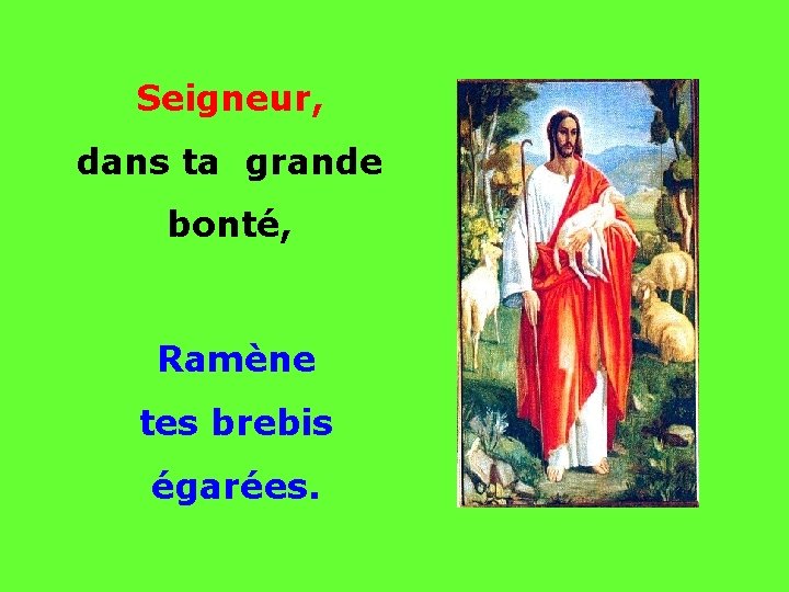 Seigneur, dans ta grande bonté, Ramène tes brebis égarées. . . 