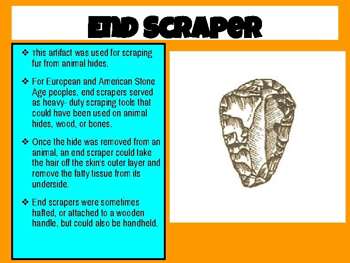 End Scraper ❖ This artifact was used for scraping fur from animal hides. ❖