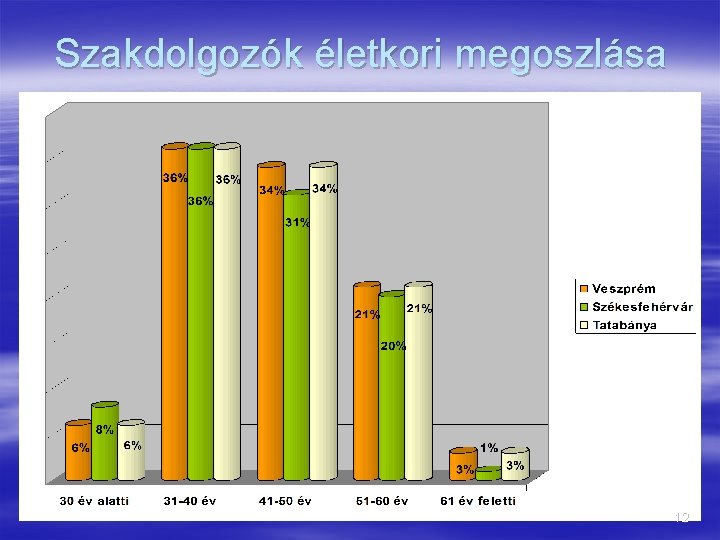 Szakdolgozók életkori megoszlása 12 