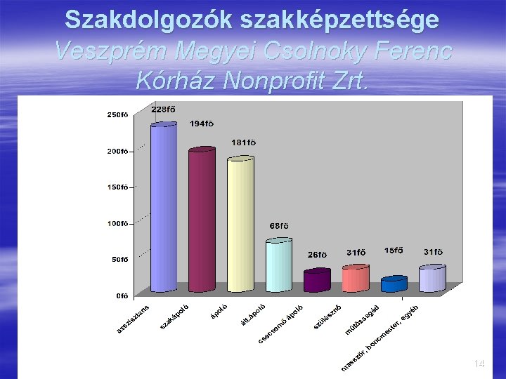 Szakdolgozók szakképzettsége Veszprém Megyei Csolnoky Ferenc Kórház Nonprofit Zrt. 14 