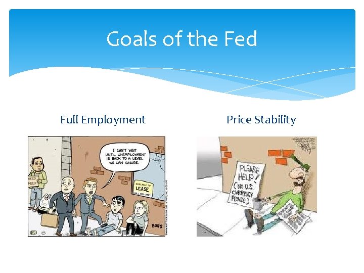 Goals of the Fed Full Employment Price Stability 