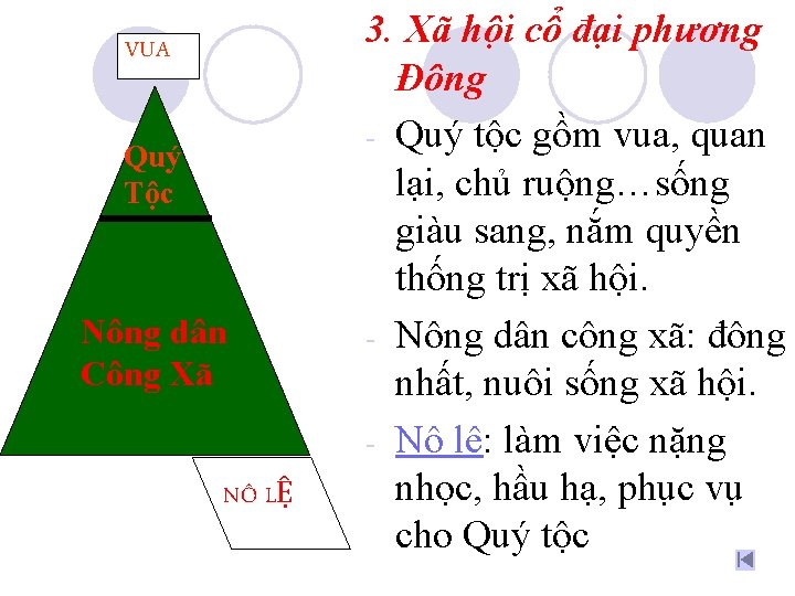 VUA Quý Tộc Nông dân Công Xã NÔ LỆ 3. Xã hội cổ đại