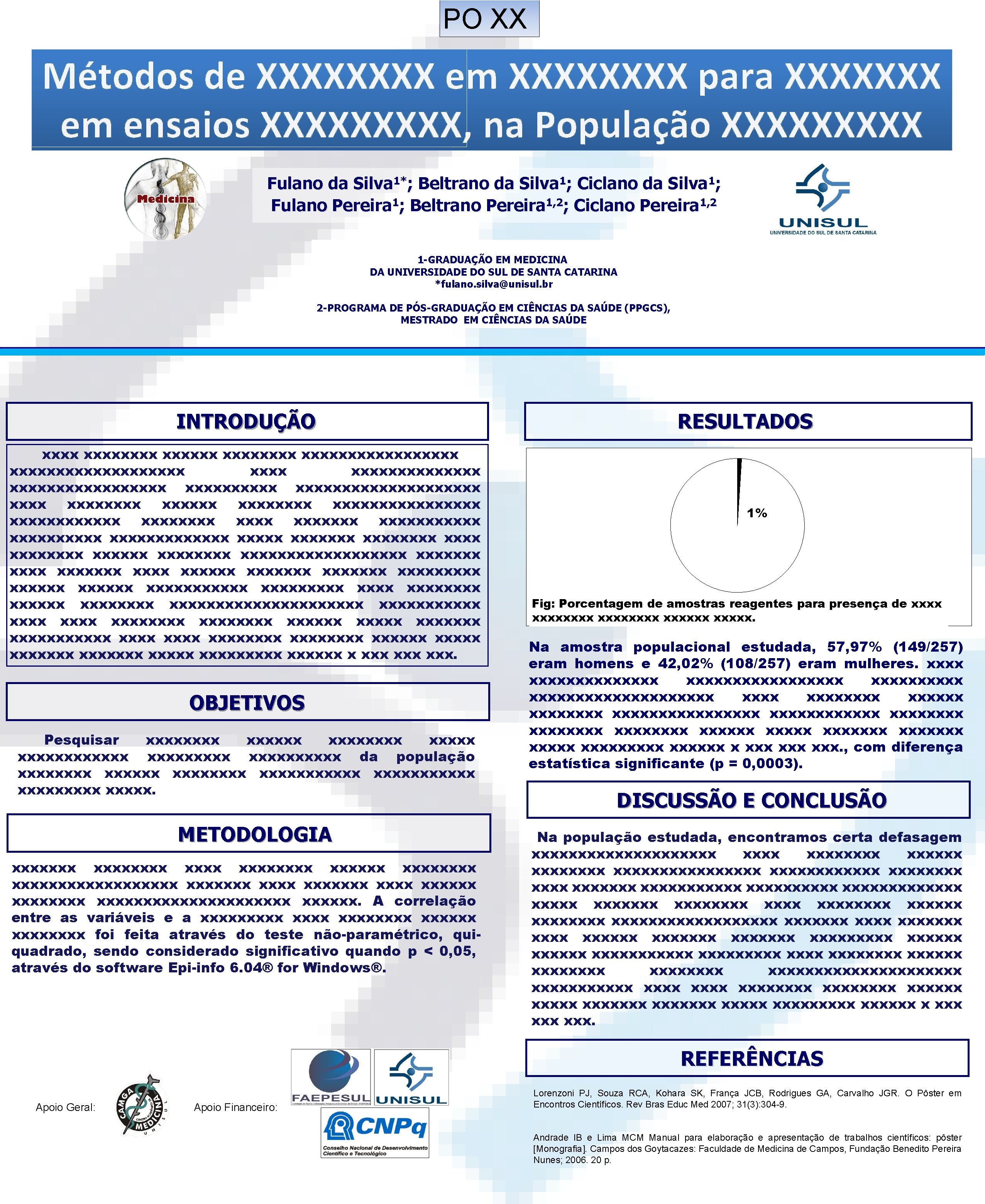 PO XX Métodos de XXXX em XXXX para XXXXXXX em ensaios XXXXX, na População