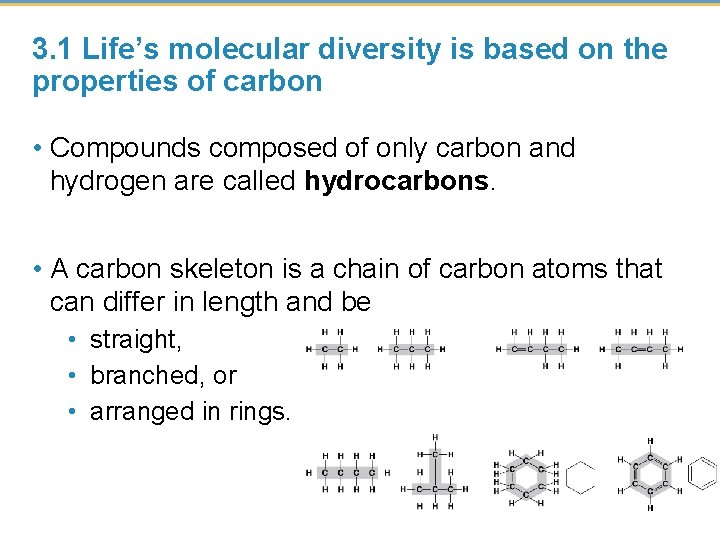 3. 1 Life’s molecular diversity is based on the properties of carbon • Compounds