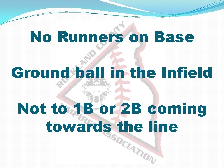 No Runners on Base Ground ball in the Infield Not to 1 B or