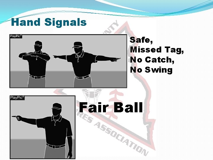 Hand Signals Safe, Missed Tag, No Catch, No Swing Fair Ball 