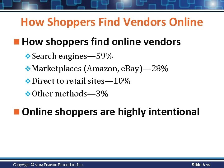 How Shoppers Find Vendors Online n How shoppers find online vendors v Search engines—
