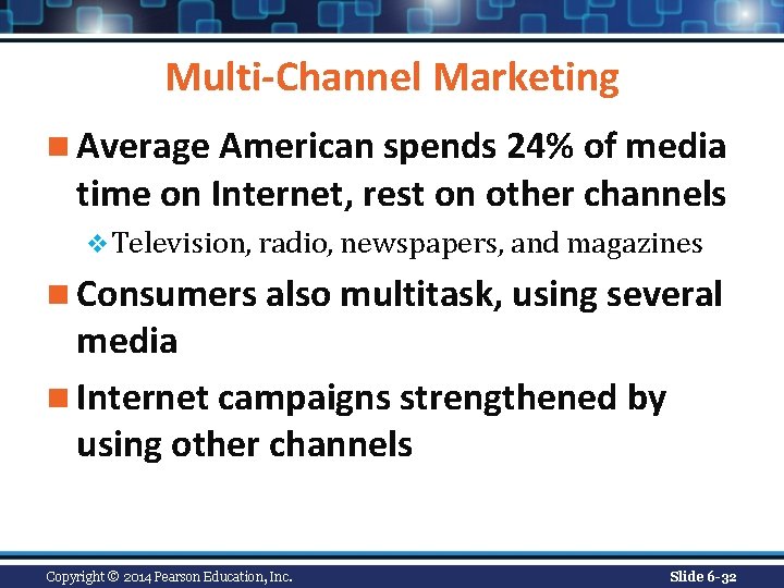 Multi-Channel Marketing n Average American spends 24% of media time on Internet, rest on