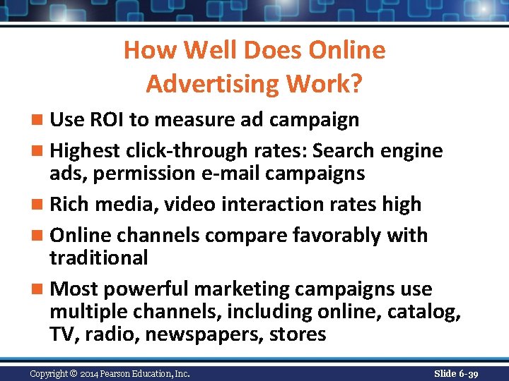 How Well Does Online Advertising Work? n Use ROI to measure ad campaign n