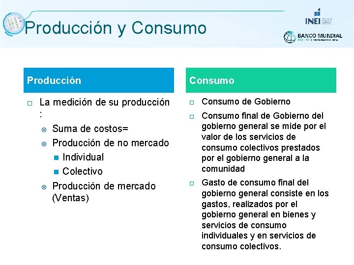 Producción y Consumo Producción La medición de su producción : Suma de costos= Producción Producción y Consumo Producción La medición de su producción : Suma de costos= Producción