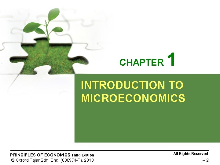CHAPTER 1 INTRODUCTION TO MICROECONOMICS PRINCIPLES OF ECONOMICS Third Edition © Oxford Fajar Sdn.