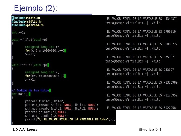 Ejemplo (2): UNAN-Leon Sincronización 9 