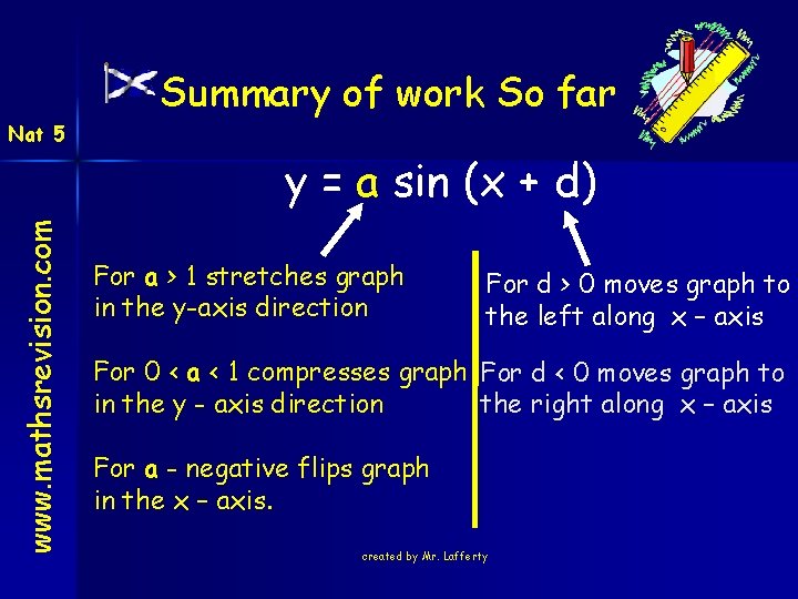 Nat 5 Summary of work So far www. mathsrevision. com y = a sin