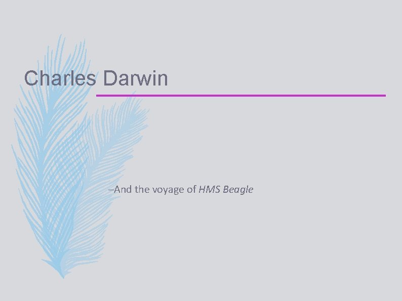 Charles Darwin –And the voyage of HMS Beagle 