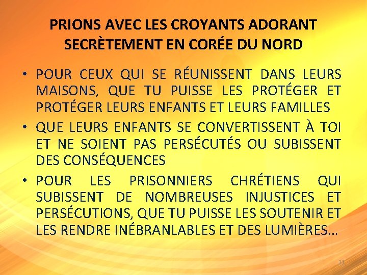 PRIONS AVEC LES CROYANTS ADORANT SECRÈTEMENT EN CORÉE DU NORD • POUR CEUX QUI