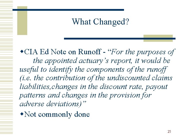 What Changed? w. CIA Ed Note on Runoff - “For the purposes of the