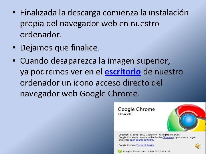  • Finalizada la descarga comienza la instalación propia del navegador web en nuestro