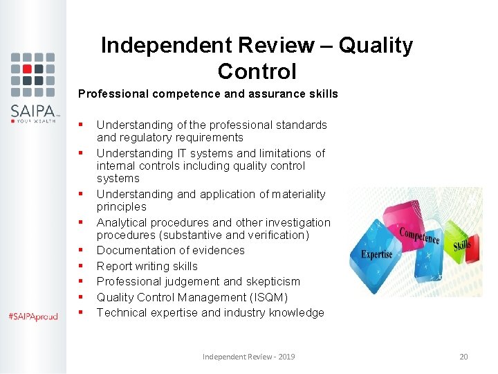 Independent Review – Quality Control Professional competence and assurance skills § § § § Independent Review – Quality Control Professional competence and assurance skills § § § §
