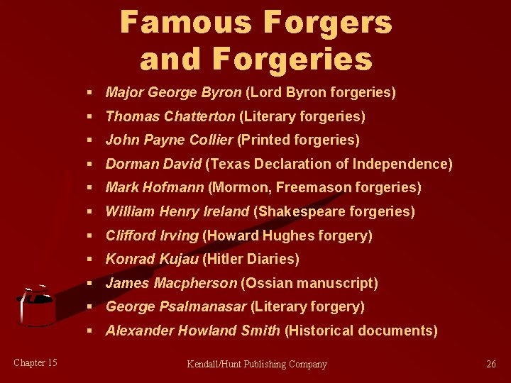 Famous Forgers and Forgeries § Major George Byron (Lord Byron forgeries) § Thomas Chatterton