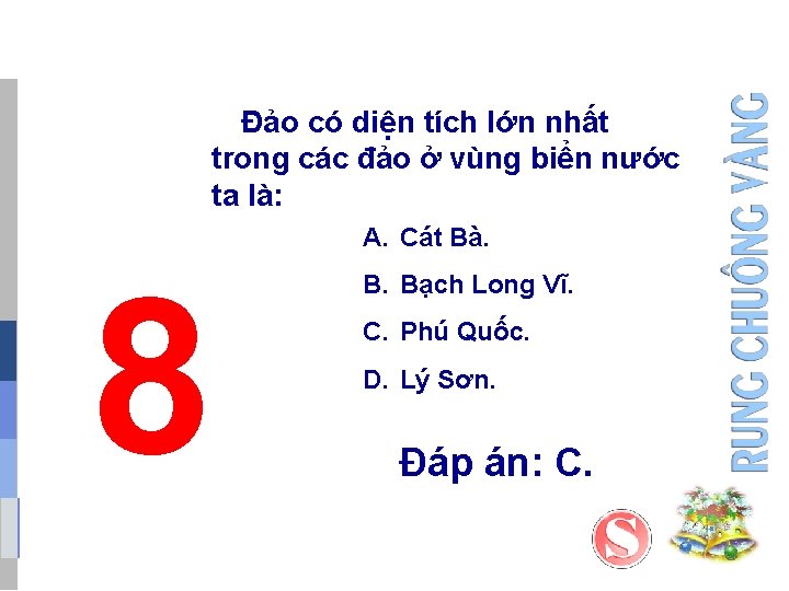 Đảo có diện tích lớn nhất trong các đảo ở vùng biển nước ta Đảo có diện tích lớn nhất trong các đảo ở vùng biển nước ta