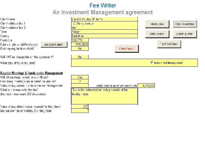 Fee Writer An Investment Management agreement 