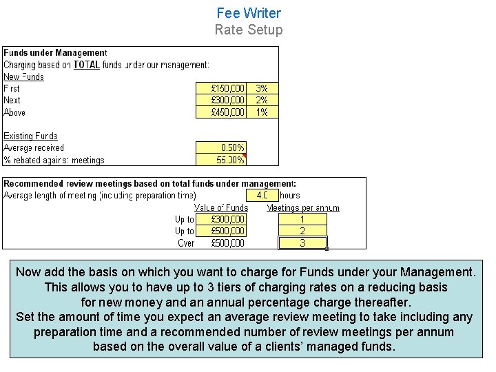 Fee Writer Rate Setup Now add the basis on which you want to charge
