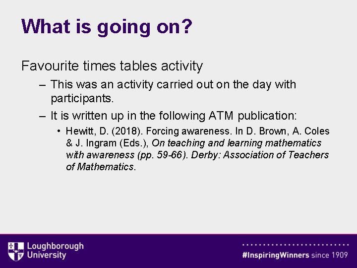 What is going on? Favourite times tables activity – This was an activity carried