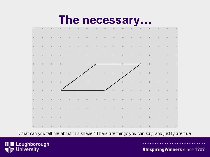 The necessary… What can you tell me about this shape? There are things you