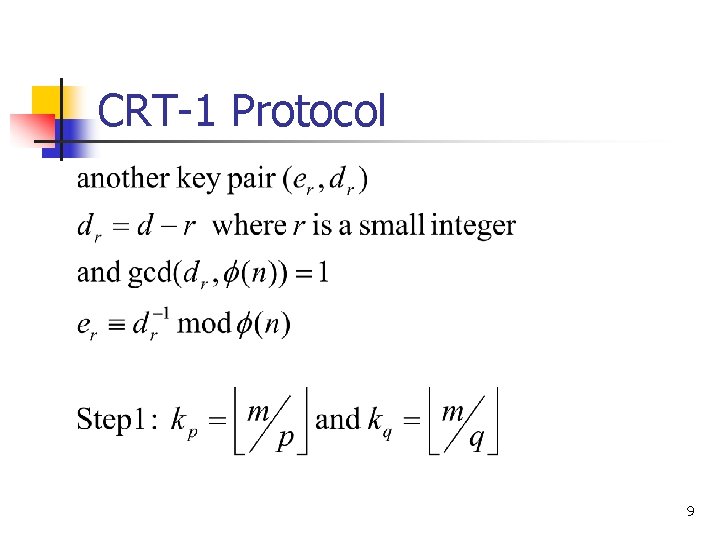 CRT-1 Protocol 9 