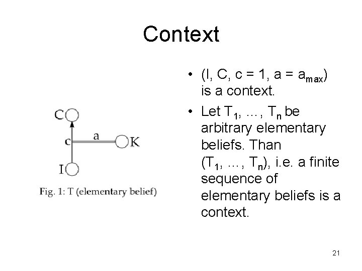 Context • (I, C, c = 1, a = amax) is a context. •
