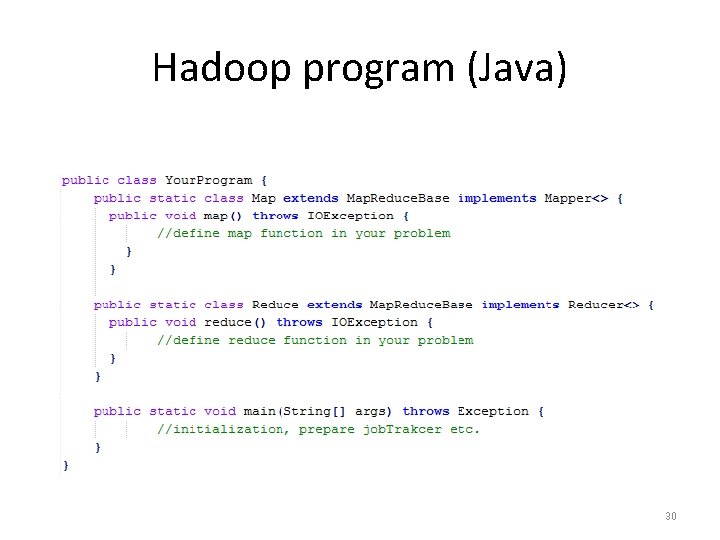 Hadoop program (Java) 30 