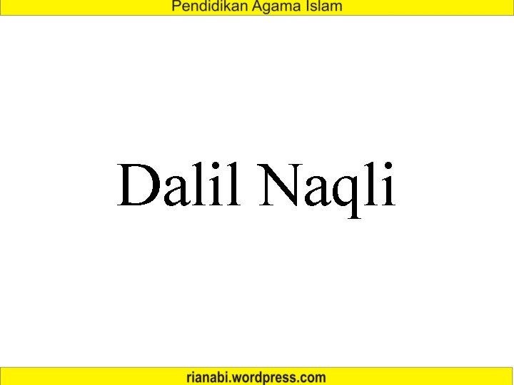 Dalil Naqli 