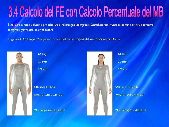 È un altro metodo utilizzato per calcolare il Fabbisogno Energetico Giornaliero per evitare sovrastime