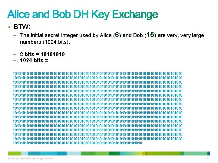 § BTW: – The initial secret integer used by Alice (6) and Bob (15)