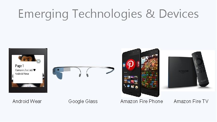 Emerging Technologies & Devices Android Wear Google Glass Amazon Fire Phone Amazon Fire TV