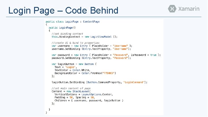 Login Page – Code Behind 