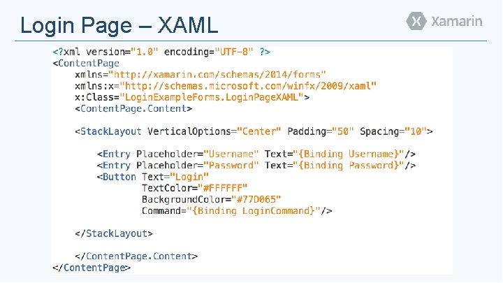 Login Page – XAML 