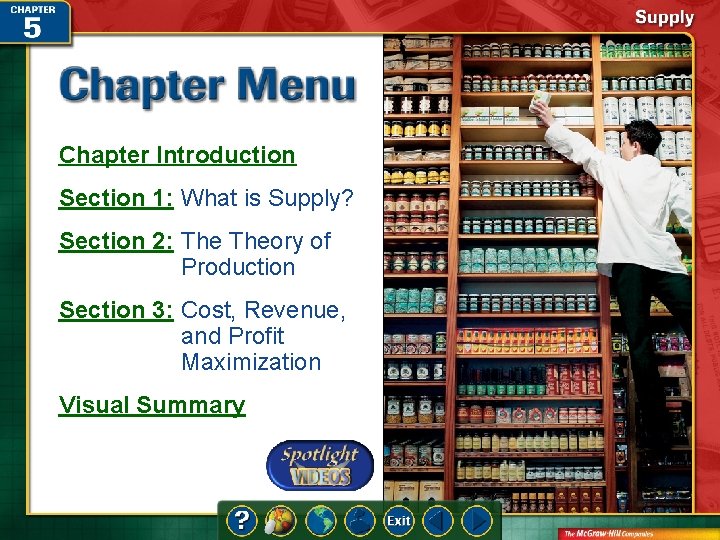 Chapter Introduction Section 1: What is Supply? Section 2: Theory of Production Section 3: