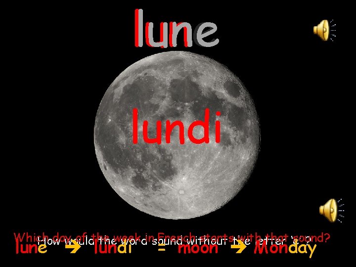 lune lundi Which day of the French startsthe with that ‘e’ sound? How would