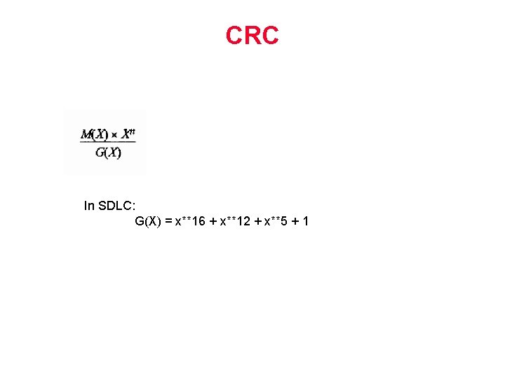CRC In SDLC: G(X) = x**16 + x**12 + x**5 + 1 