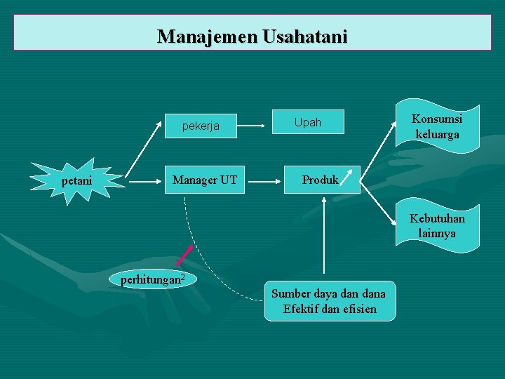 Manajemen Usahatani pekerja petani Manager UT Upah Konsumsi keluarga Produk Kebutuhan lainnya perhitungan 2