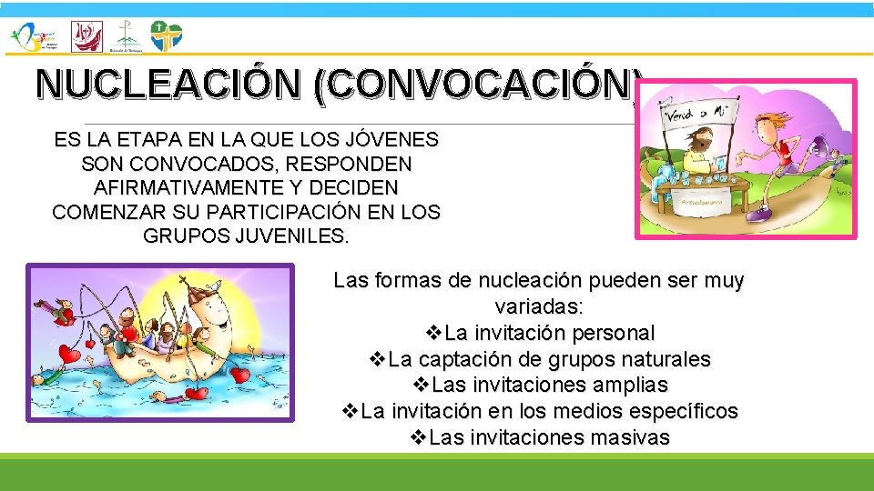 NUCLEACIÓN (CONVOCACIÓN) ES LA ETAPA EN LA QUE LOS JÓVENES SON CONVOCADOS, RESPONDEN AFIRMATIVAMENTE