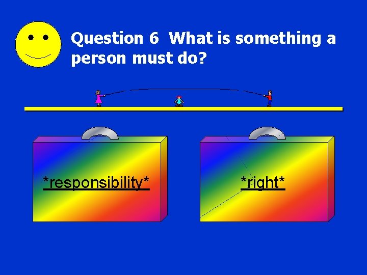 Question 6 What is something a person must do? *responsibility* *right* 