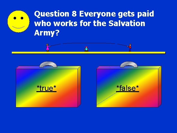 Question 8 Everyone gets paid who works for the Salvation Army? *true* *false* 