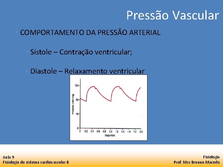 Pressão Vascular § COMPORTAMENTO DA PRESSÃO ARTERIAL • Sistole – Contração ventricular; • Diastole Pressão Vascular § COMPORTAMENTO DA PRESSÃO ARTERIAL • Sistole – Contração ventricular; • Diastole
