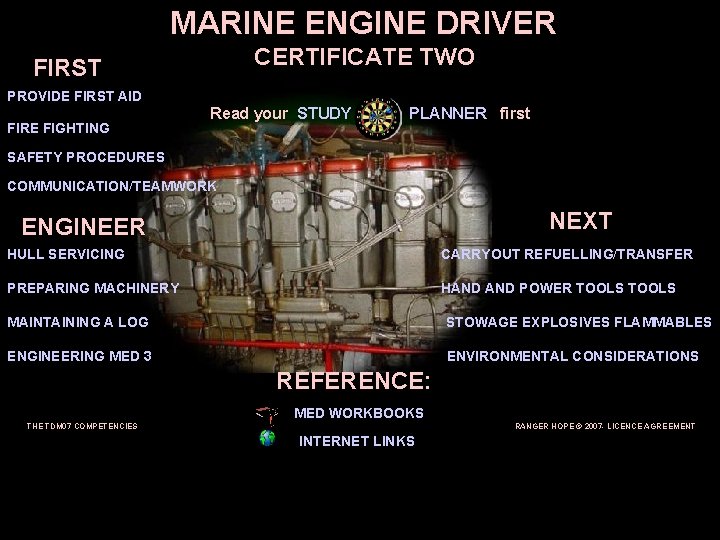MARINE ENGINE DRIVER CERTIFICATE TWO FIRST PROVIDE FIRST